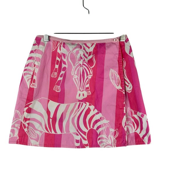 Vintage Lilly Pulitzer Reversible Skirt Girls 8 Pink Butterfly Zebra White Label - Picture 1 of 7